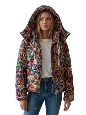 Khrisjoy Puff Graffiti Crayon Puffer Jacket NWT Size 01 Medium